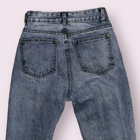 PrettyLittleThing Petite Distressed Mom Jeans - Cuffed Denim, Size 00P - Picture 4 of 4